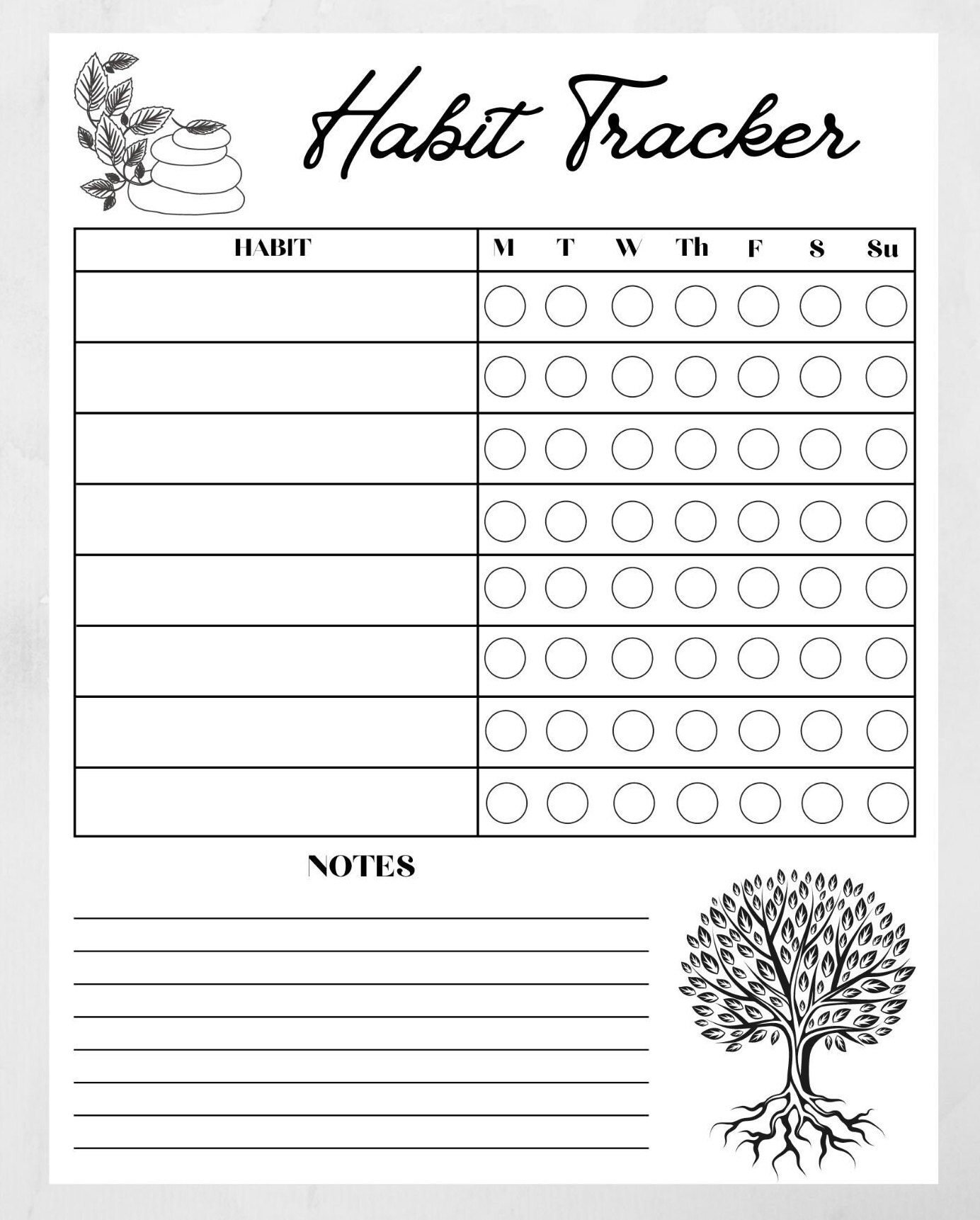 Daily Habit Tracker Printable Tracker Habit List Instant Etsy