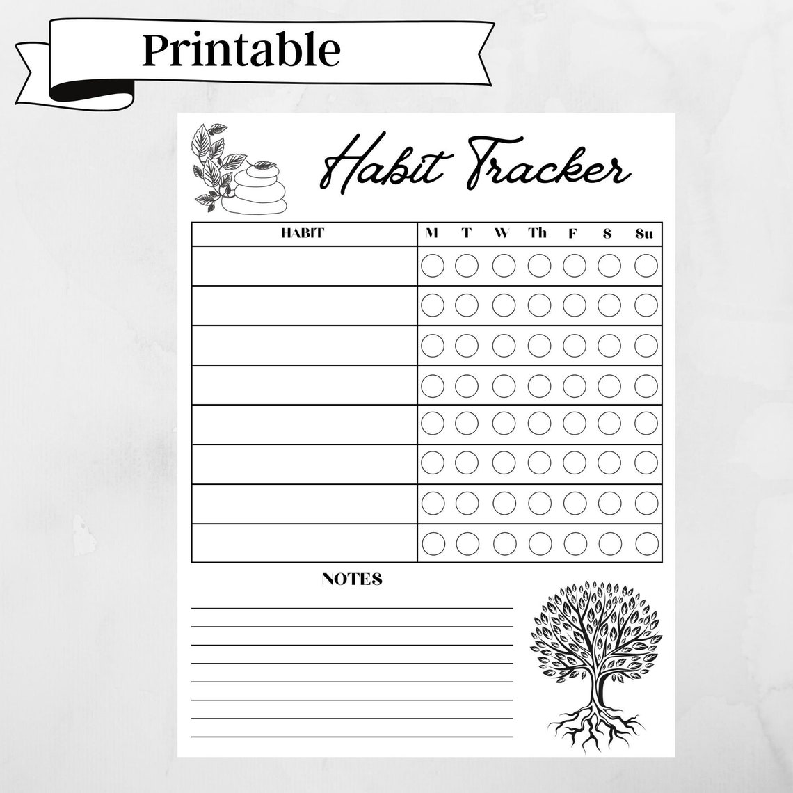Daily Habit Tracker Printable Tracker Habit List Instant Etsy