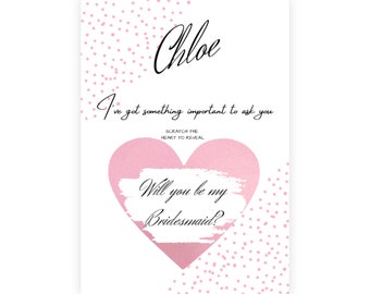 Personalised Will you be my Bridesmaid? Scratch and reveal postcard, Maid of honour, Chief bridesmaid, Flower girl, Best Women