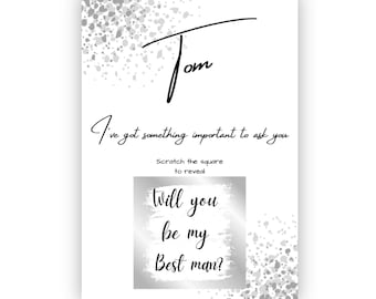 Personalised Best man scratch and reveal postcard, best man, Will you be my best man? Any name and role can be added, Usher, Groomsman