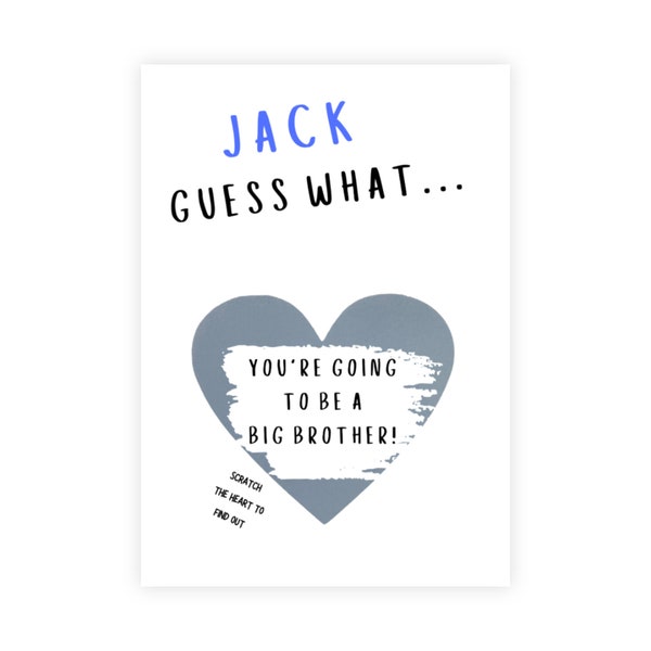 Personalised you’re going to be a Big brother scratch and reveal card! Baby surprise BIG BROTHER !