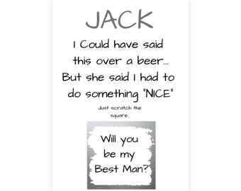 Personalised Funny / humour will you be my best man scratch card. Will you be my best man ? Wedding, Best man, Usher, Groomsman, BEER