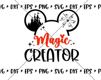 verkoop!! Magic Creator Mouse Ear SVG, Disney svgs DXF, eps, png Instant Download Bestand, Minnie Disney World Family Trip svg Silhouette--D04