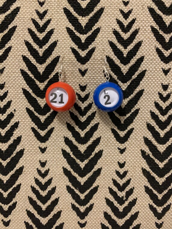 Bingo ball earrings sale