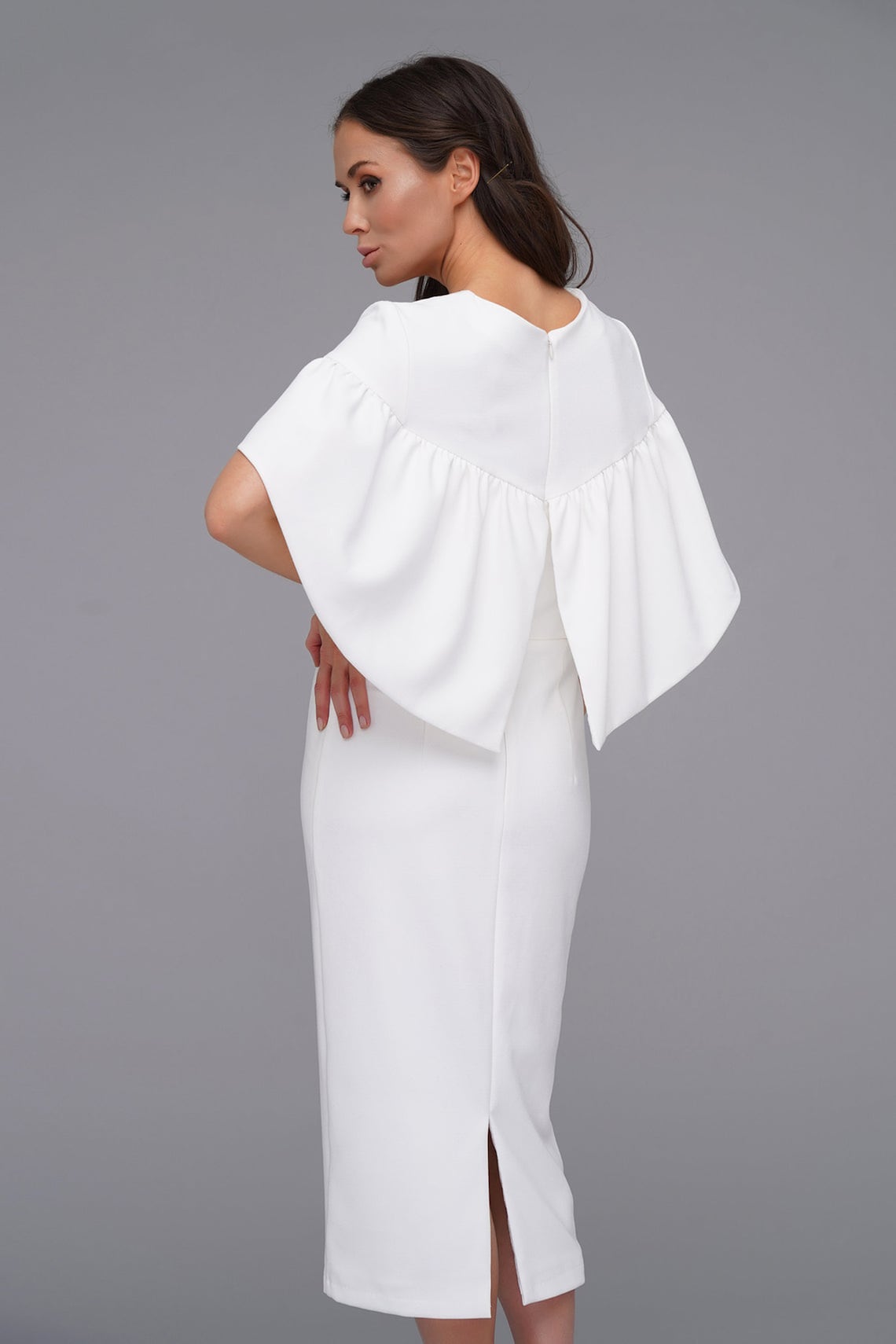 designer cape gown