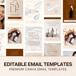 15 Email Templates | Editable Canva E-commerce Designs | Canva Newsletter | Mailchimp Klaviyo | Campaigns Automations | Beauty Skincare