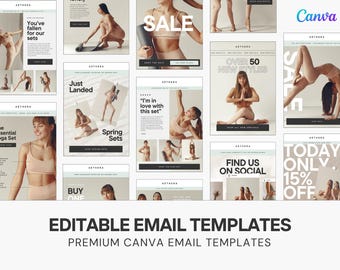 Yoga Email Templates | Activewear Marketing, Canva Pro (Digital Download)