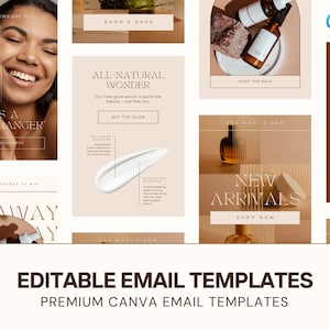 30 Email Templates | Klaviyo Editable Beauty & Skincare E-commerce | Canva Newsletter | Mailchimp | Welcome Design | Sales Marketing Flodesk