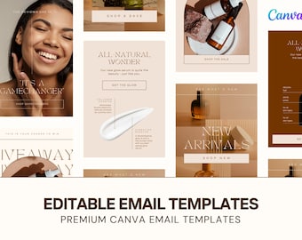 30 Email Templates | Editable Beauty & Skincare E-commerce | Canva Pro | Newsletter | Sales Marketing Flodesk