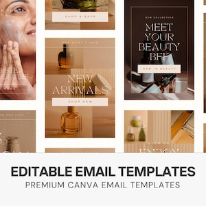15 Premium Email Marketing Templates, Klaviyo & Mailchimp Editable Email, Skincare Ecommerce, Canva Newsletter, Mailchimp, Beauty Business