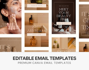 Skincare Email Templates, Editable Newsletter for Canva & Mailchimp