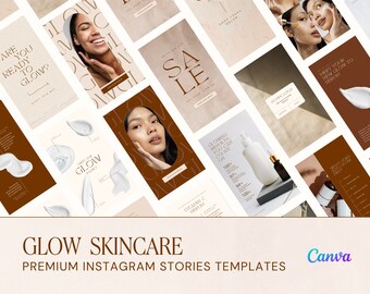 Skincare Instagram Story Templates | Pink Canva Beauty Designs (30x)