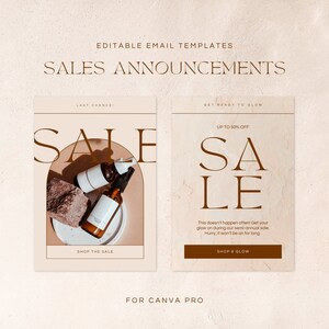 Editable email templates for ecommerce skincare brands. Made for Canva and Mailchimp, Klaviyo. Includes flows, campaigns and seasonal templates. Light, pink, modern and bright templates, minimalist. Newsletter