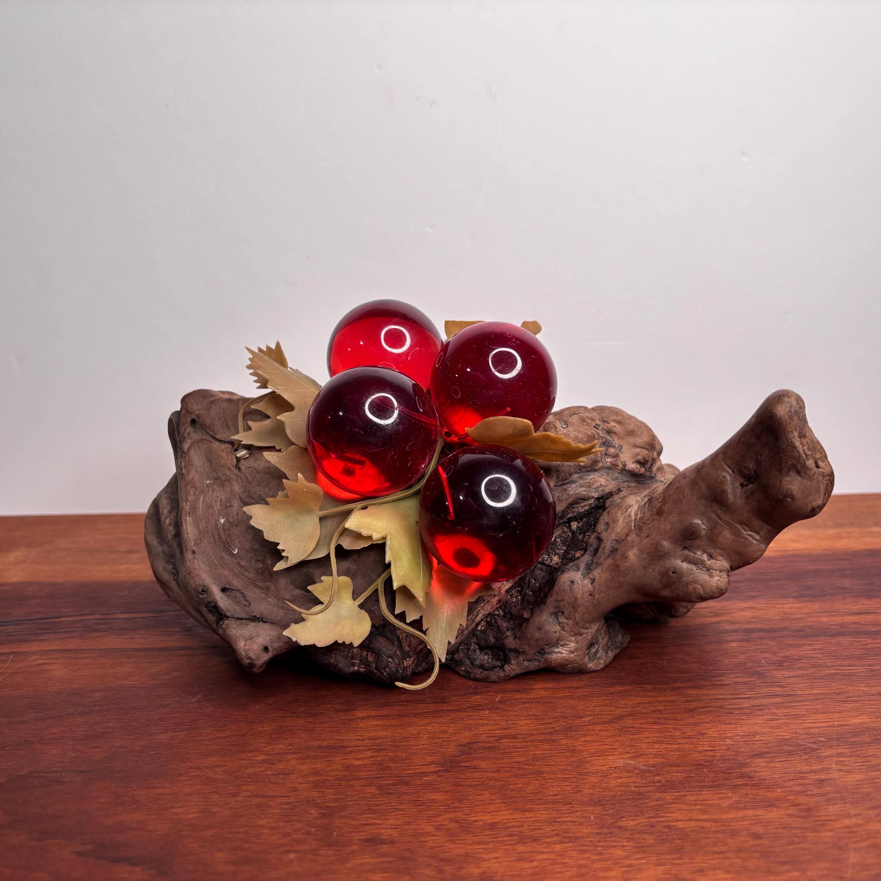 Vintage Lucite Red Grapes on Driftwood, Lucite Fruit, Mcm Decor - Etsy