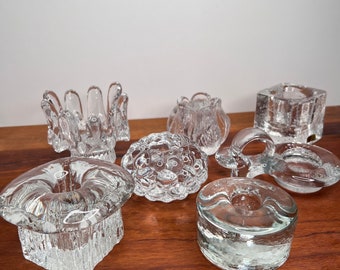 Pick-a-piece Single Clear Candlestick & Tea Light Holders,Kosta Boda,Swedish Glass,Clear Glass Candle Holders,Complete a Set,Mix and Match
