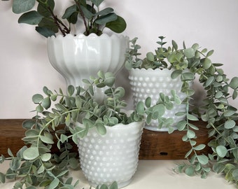 Pick-a-piece Vintage Milk Glass Plant Pots, White Planters, Plant Lover, Fenton Milk Glass, Boho Decor