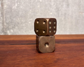 Vintage Brass Dice Set, Games Night Decor, Brass Decor