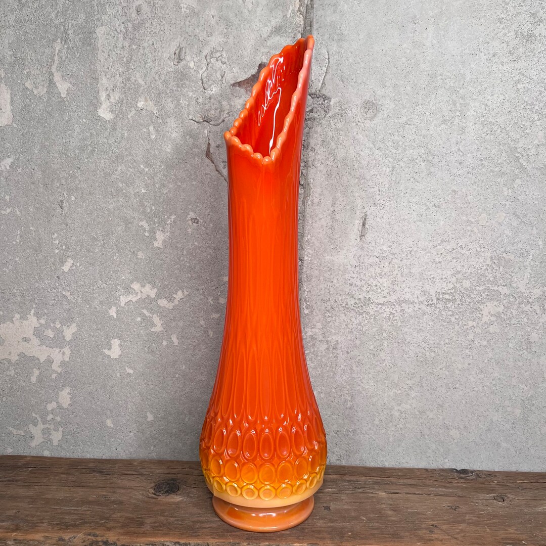 Vintage Bittersweet LE Smith Thousand Eye Swung Vase 17.5, Mcm Vase