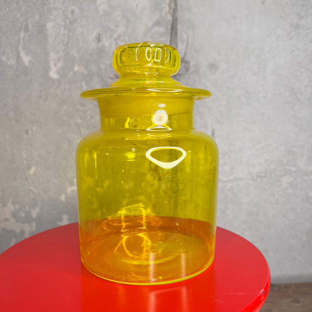 Rare Vintage Takahashi Citrine Glass Canister Apothecary Jar Etsy