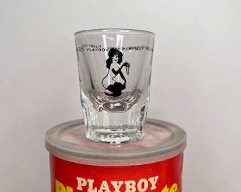 Vintage Playboy Shot Glass, Playboy Bunny Holding Key, Vintage Barware, Bar Cart, Lady