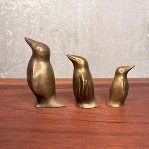 Vintage Brass Penguin Set: Bird Decor, Paperweight
