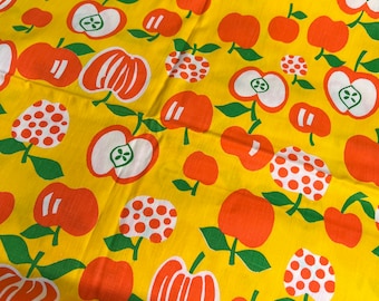 Vintage Apple Fabric, Yellow, Orange & White Fabric