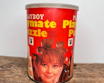 Vintage Playboy Playmate 1967 Puzzle, Centerfold Playboy, Playmate Tin, Retro Tin