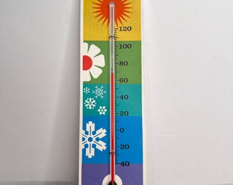 Vintage Retro Rainbow Thermometer, Retro Home, Celestial, Sun Decor, Summer Vibes
