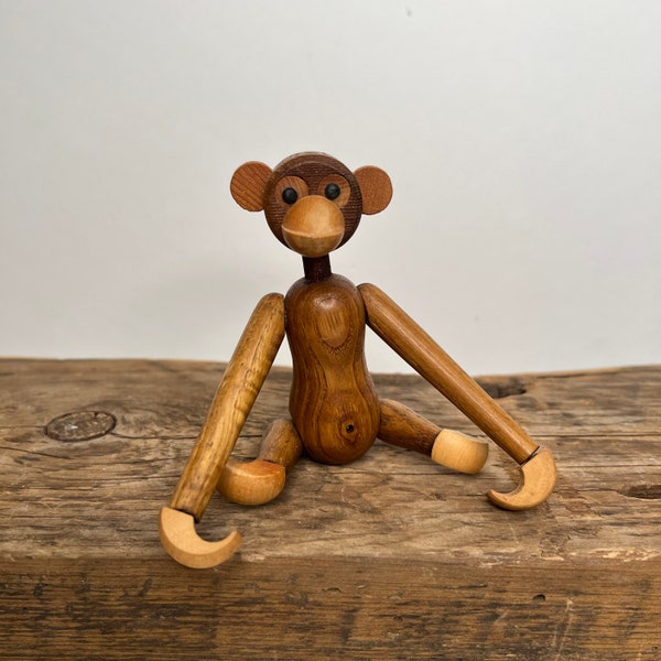 Vintage Teak Holz Affe im Bojesen Stil, Zoo Tier, Vintage Affe, Zoo Line