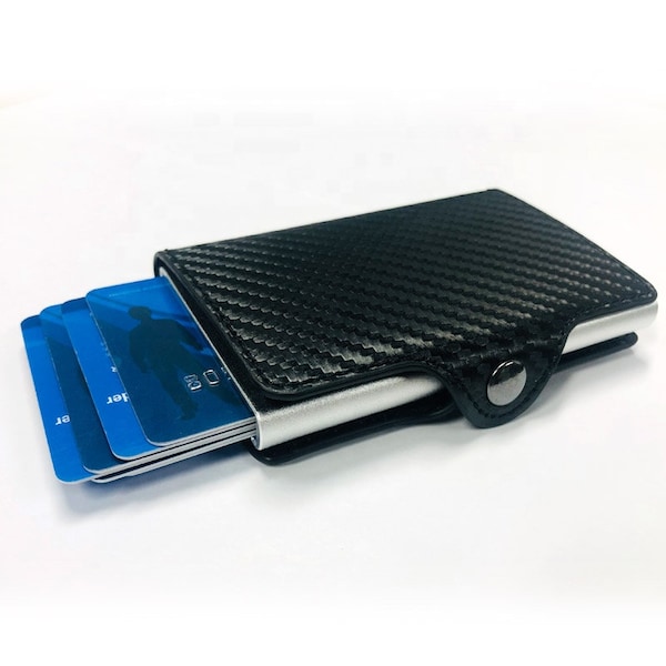 SECURITY ALUMINUM WALLET Slim Rfid Credit Metal Carbon fiber Card holder