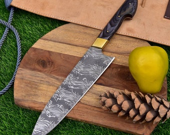 Damascus Chef Knife , Hand Made Chef Knife , Damascus Butcher Knife , Damascus Kitchen Knife , Gift for beloved one