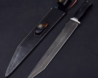 Custom Hand Made Carbon Steel Machete with Leather Scabbard, Survival Bush Craft Camping Blade