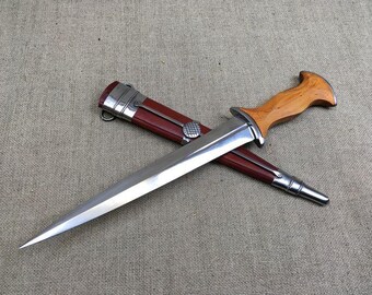 Medieval Baselard Dagger with Polished Steel Blade