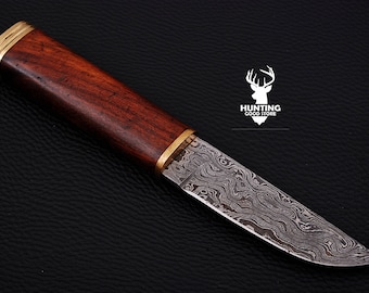 Viking Knife , Hand Forged Damascus Viking Knife With Leather Scabbard , LARP Reenactment