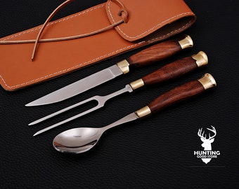 Dinner Set , Medieval Cutlery Set , Medieval Kitchen , Dining Appliances , Larp Reenactment , Leather Case