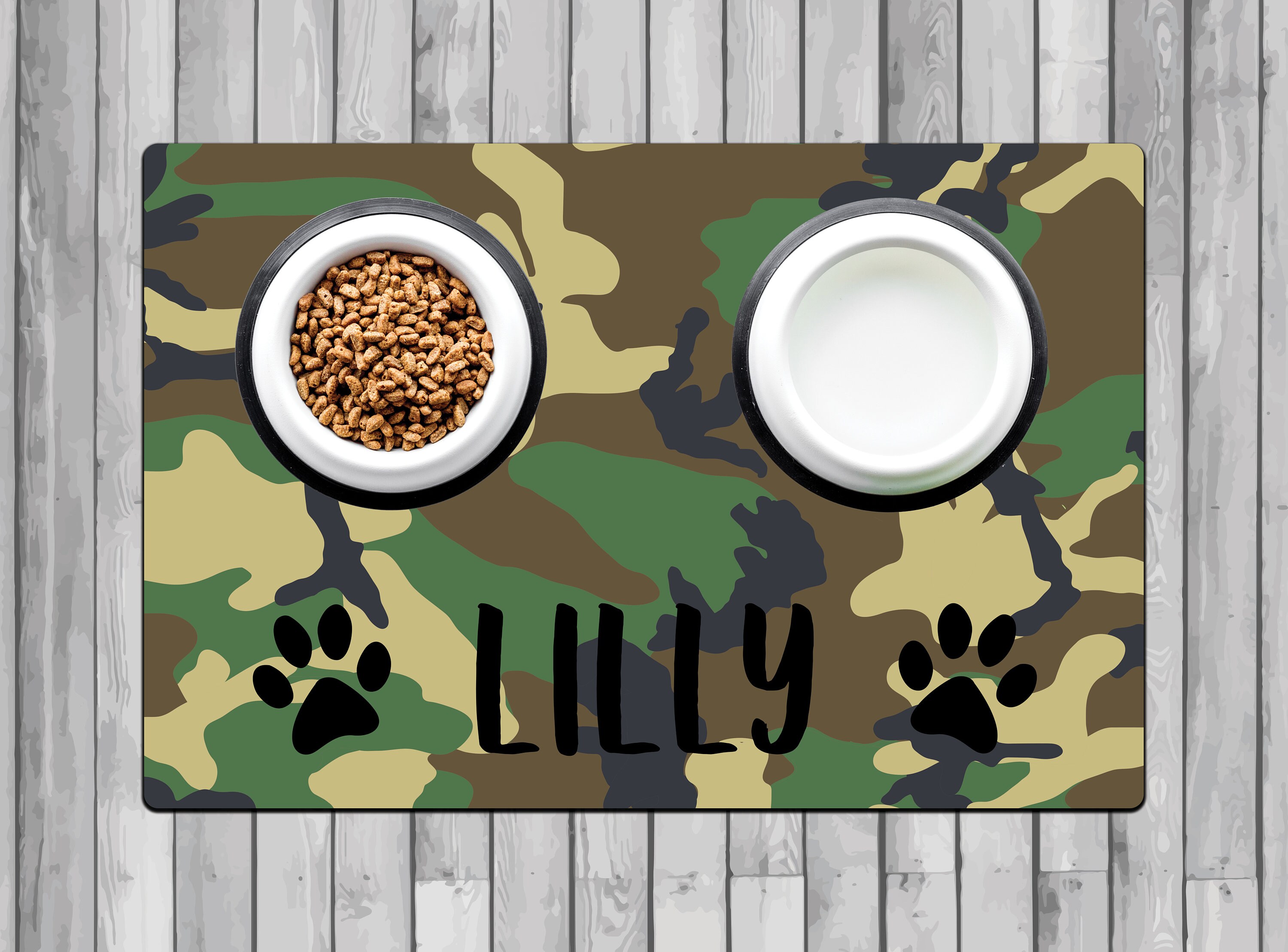 Army Camo Personalized Pet Placemat / Custom Dog Bowl Mat / Etsy