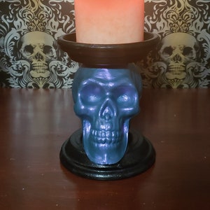 Blue Skull Candle Holder