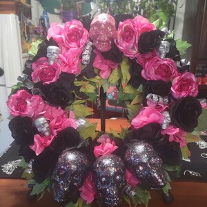 Pink And Black Skull Wreath