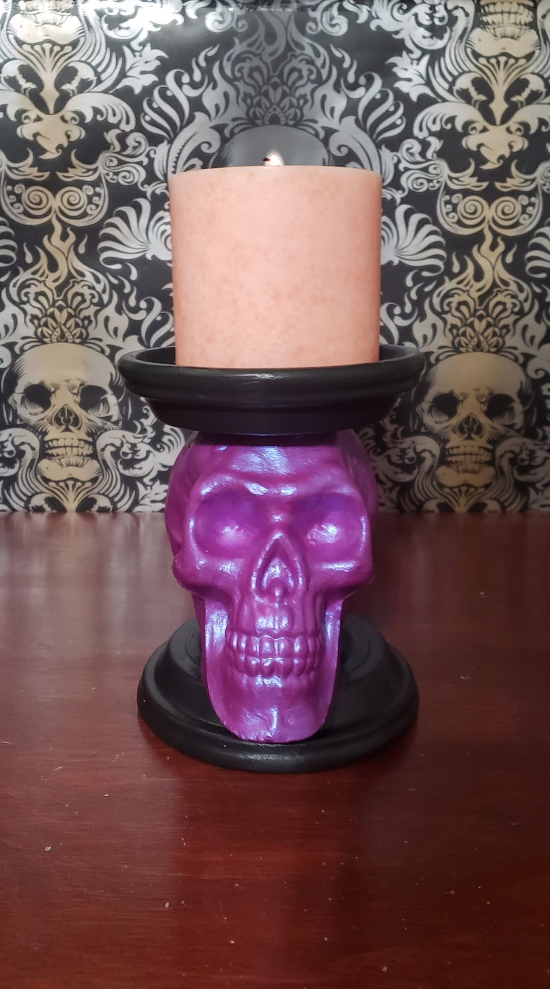 Purple Skull Candle Holder Etsy