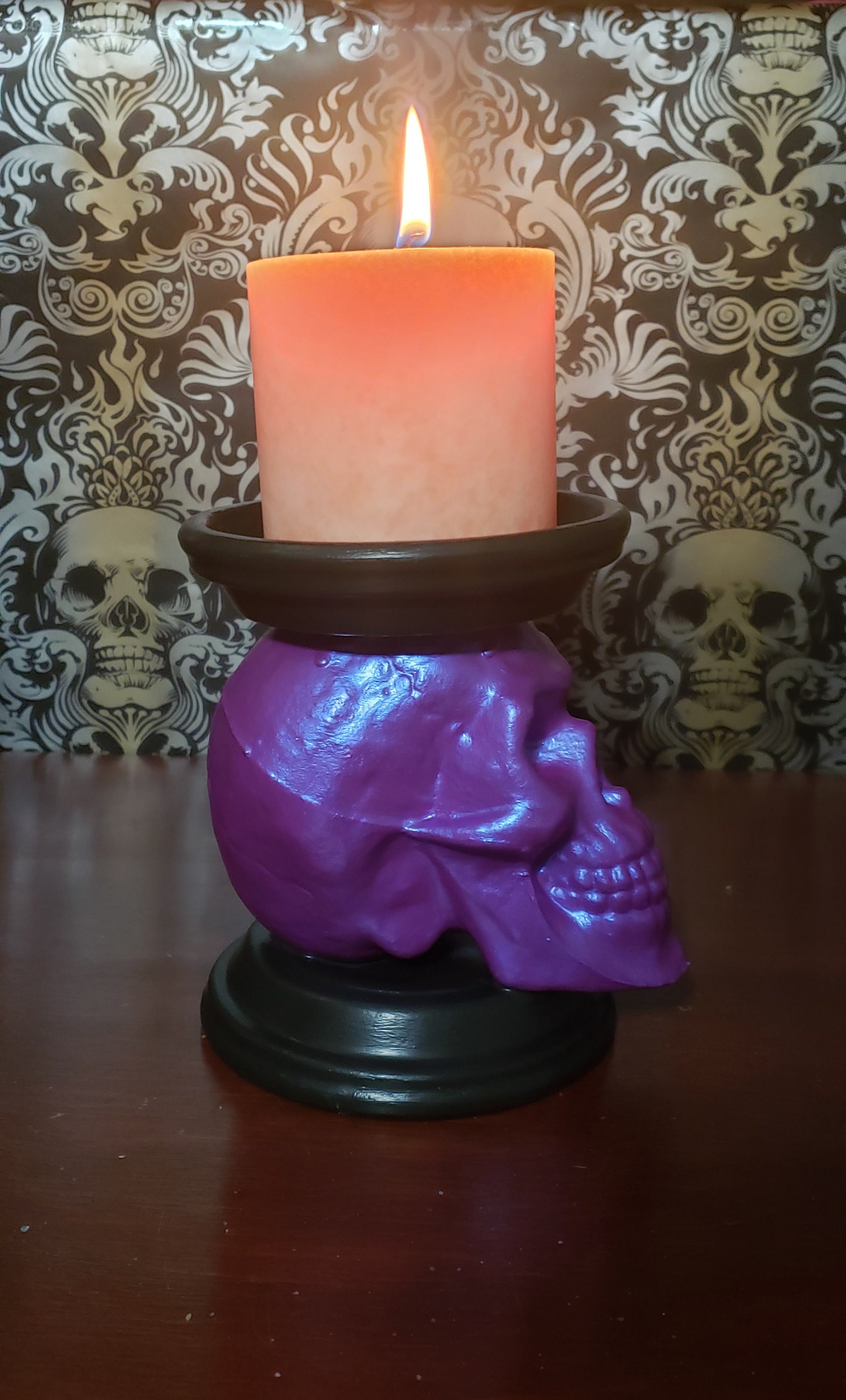 Purple Skull Candle Holder Etsy