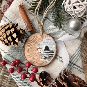 Haystack Rock, Oregon coast wood slice ornament