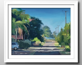 Kauai House Digital Painting, Hawaii Seascape Art (Digital Download)