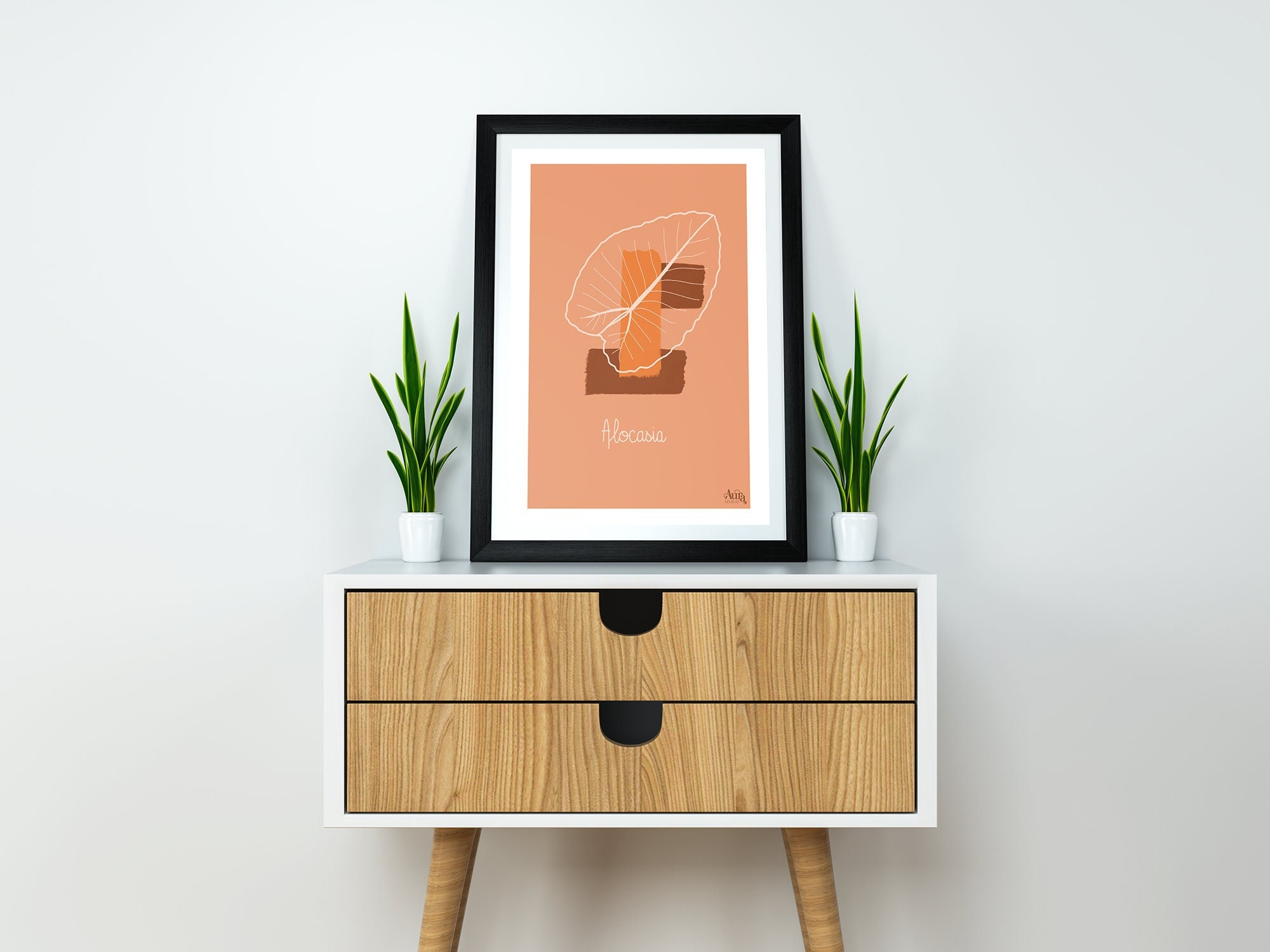 Affiche Inspirante - Plante Minimaliste Tropicale Alocasia