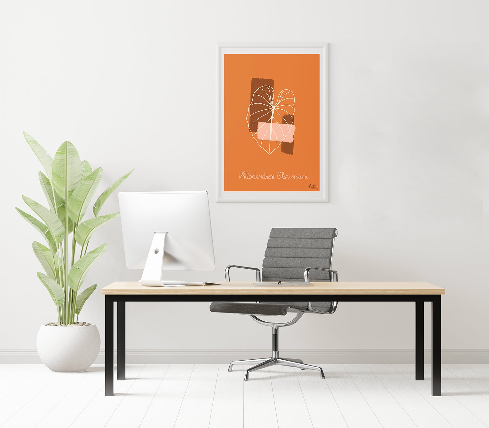 Affiche Inspirante - Plante Minimaliste Philodendron Gloriosum