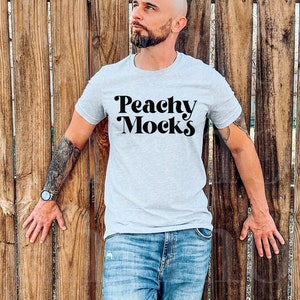 Bella Canvas 3001 Athletic Heather Outdoor Mockup | Bella Canvas 3001 Athletic Heather | T-Shirt Mockup For Men | 3001 Outdoor Men Mockup