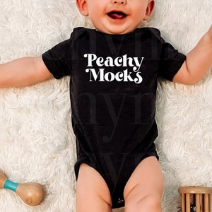 Bella Canvas 100B Baby Mockup | Baby Model Mockup | Bella Canvas Black Infant Bodysuit Mockup | Baby Onesie Mockup | Baby Model Black Mockup