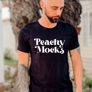 Bella Canvas 3001 Male Mockup | Black Bella Canvas 3001 | Men Black Shirt Mockup | Black Shirt T-Mockup For Men | Bella 3001 Male Mockup