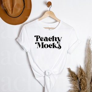 Bella Canvas 3001 Shirt Mockup | White T Shirt Mockup | Bella Canvas T-Shirt Mockup | White Boho Mockup | Spring Mockup | Hanging Shirt Mock