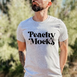 Bella Canvas 3001 Outdoor Male Mockup | Athletic Heather Bella Canvas 3001 | T-Shirt Mockup For Men | 3001 Athletic Heather Male Mockup