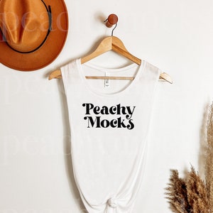 Bella Canvas 8803 White Mockup | 8803 Muscle Tank Mockup | Bella Canvas White Muscle Tank Mockup | Tank Top Hanging Boho Mockup | 8803 White